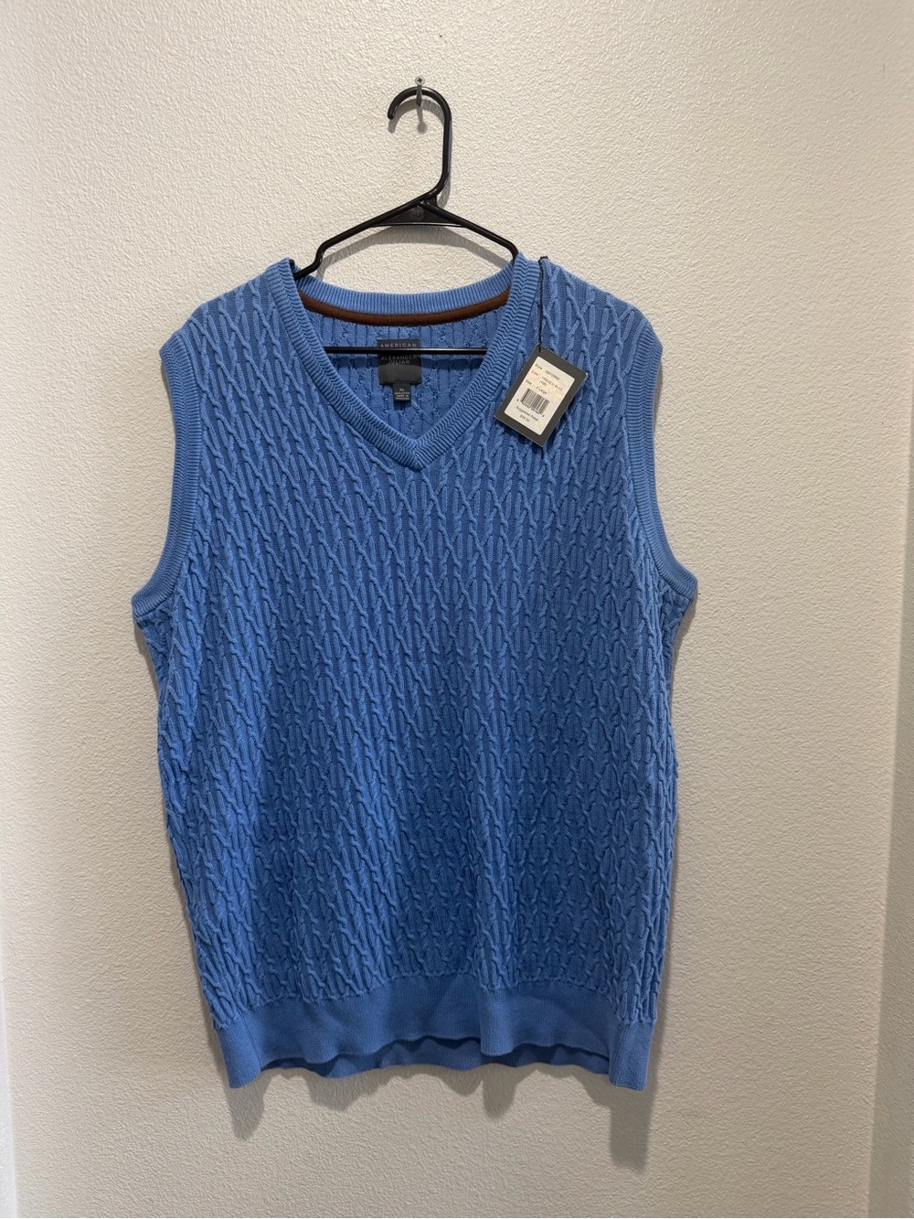 Alexander Julian Light Blue Cable Knit V-Neck Sweater Vest size XL
